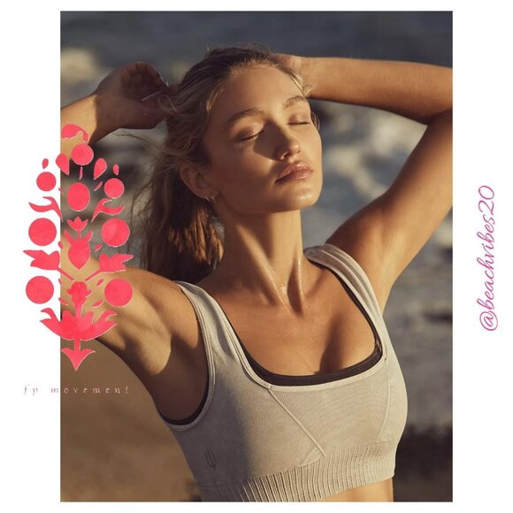 *FP MOVEMENT BY FREE PEOPLE Good Karma Square-Neck Bra Iced Grey NWOT FP-… - Picture 3 of 8